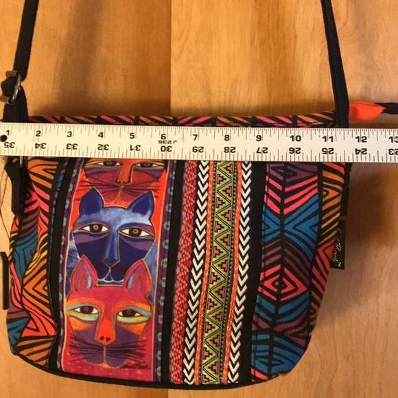 LAUREL BURCH Cat Print Crossbody Bag  Adjustable Strap Multicolor - Picture 10 of 16